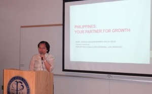 Consul General Barber De La Vega speaking on the “Philippines: Your Partner for Growth” to participants of the Southeast Asia Trade Connect Workshop