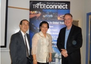 Con. Gen. Barber De La Vega with Port of Los Angeles officials, Mr. Jim MacLellan, Director of Trade Development (right) and Mr. Norman Arikawa, Assistant Director of Trade Development (left).