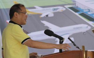 President Benigno S. Aquino III delivers his speech during the ceremonial groundbreaking of the Roxas City Airport Development Project at the Roxas City Airport in Capiz on Wednesday (April 10). The project aims to shore up the government’s goal to have at least 10 million tourists in 2016, and in recognition of Roxas City as the country’s “seafood capital” where an increasing number of local and foreign tourists are expected to visit. (MNS photo)