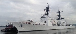 Sea Trials. The BRP Ramon Alcaraz (PF16) of the Philippine Navy leaves the pier at the Federal Law Enforcement Training Center in North Charleston, South Carolina, to undergo three days of sea trials in preparation for its departure for the Philippines next month. (Photo by the United States Coast Guard)