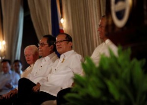 President Benigno S. Aquino III receives the participants to the 8th Ambassadors, Consuls General, and Tourism Directors’ Tour (ACGTDT) during their courtesy call at the Rizal Hall of the Malacañan Palace on Thursday (July 11). The ACGTDT, an annual project of Philippine Foreign Service Posts in the United States (US) and Canada, offers a unique opportunity for participants from these two countries to visit the Philippines and experience its rich culture and heritage as they tour various destinations and take part in different activities. In photo are Philippine Ambassador to the United States His Excellency Jose Cuisia, Jr., Tourism Secretary Ramon Jimenez, Jr., and Philippine Ambassador to Canada His Excellency Leslie Gatan. (MNS photo)