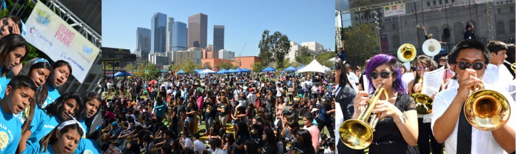 The Arts Fest celebration kicked off with school-site performances, leading to a grand finale event. Last Saturday, March 15, in partnership with LA County’s Grand Park in Downtown Los Angeles, the District hosted a culminating festival, “LAUSD Arts Fest in the Park,” where more than 2,000 students had performed.