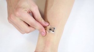 A screenshot from the video presentation of the wearable skin patch health monitor. http://vimeo.com/90902153 ©2014 Vimeo, LLC. All rights reserved.